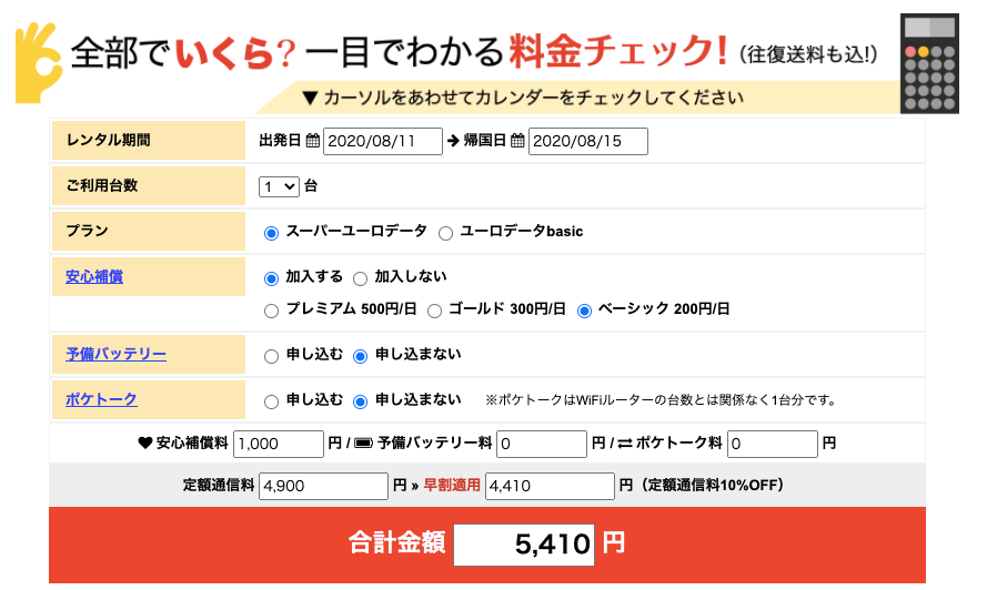 ユーロデータの料金